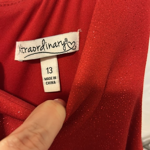 XtraOrdinary red shimmer long prom evening or banquet gown. Sz. 13. Worn once - Picture 6 of 9